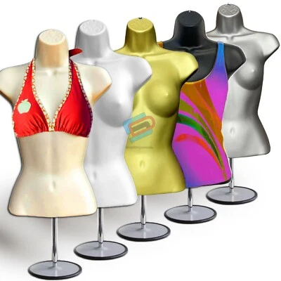FEMALE MANNEQUIN STANDING 3QTR BODY FORM HEAVY DUTY TOP TABLE ROUND STAND
