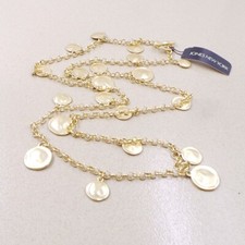 NWT Jones New York JNY Vintage Gold Disc paillette Toggle Long Necklace-36