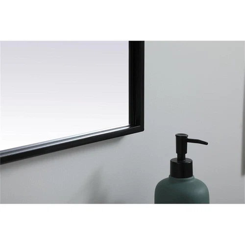 Elegant Decor Ayra 36x36" Arch Modern MDF Wood/Iron Mirror in Black - Picture 6 of 9