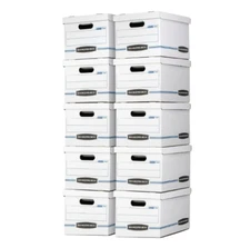 Bankers Box Basic Duty Letter/Legal File Storage Box with Lids, 10 Pack, White C