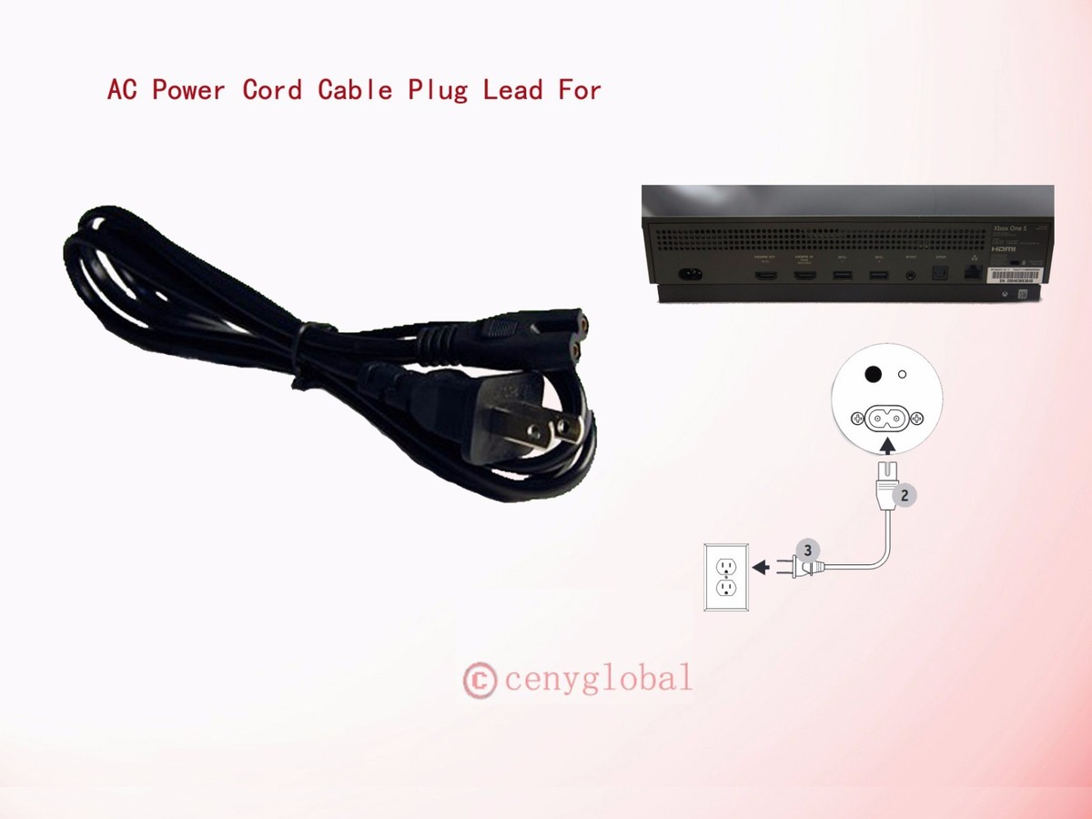 AC Power Cable For Microsoft Xbox ONE S GO Game Console X-Box plug-in  E115330
