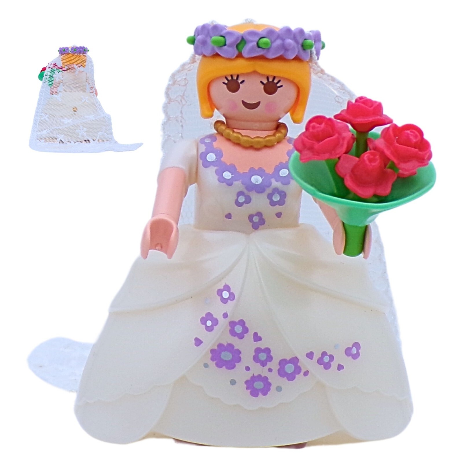 Playmobil mujer con vestido de boda y ramo