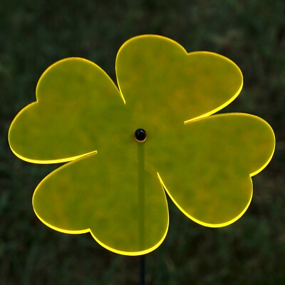 Plexiglas Sonnenfänger Kleeblatt – 14 Cm, Neonfarben Transparent, Mit 100 Cm Fiberglasstab (Neongrün)