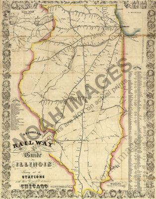 Railway Guide Map of Illinois 16x20
