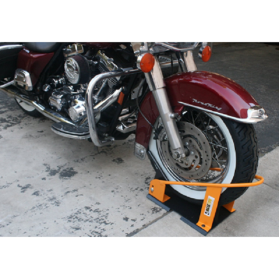 Motorcycle Wheel Chock Stand For Trailers & Garage - Heavy-Duty, Fits Harley Davidson & Other Bikes