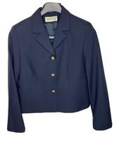 Women  s ORVIS Polyester Wool Navy Blue Blazer Jacket  Size 8R EUC