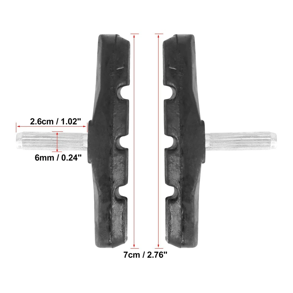 4 pares de pastillas de freno voladizas para bicicleta poste sin rosca bicicleta de montaña MTB 70 mm negro Foto 2 de 4