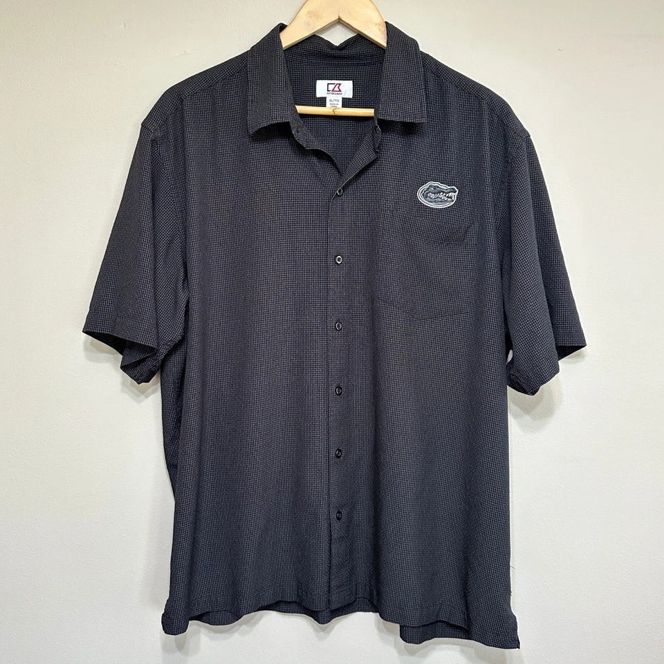 Cutter & Buck Florida Gators Button Up Camp Shirt Mens XL Black Short Sleeve UF - Image 2 of 4