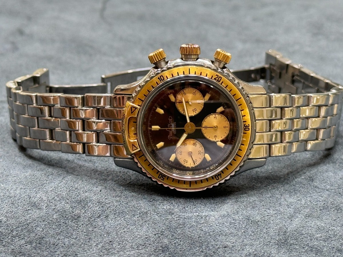 Paul Picot Chronograph Gold 18k Steel Manual Lemania 1873 Mens 36mm Swiss  5089