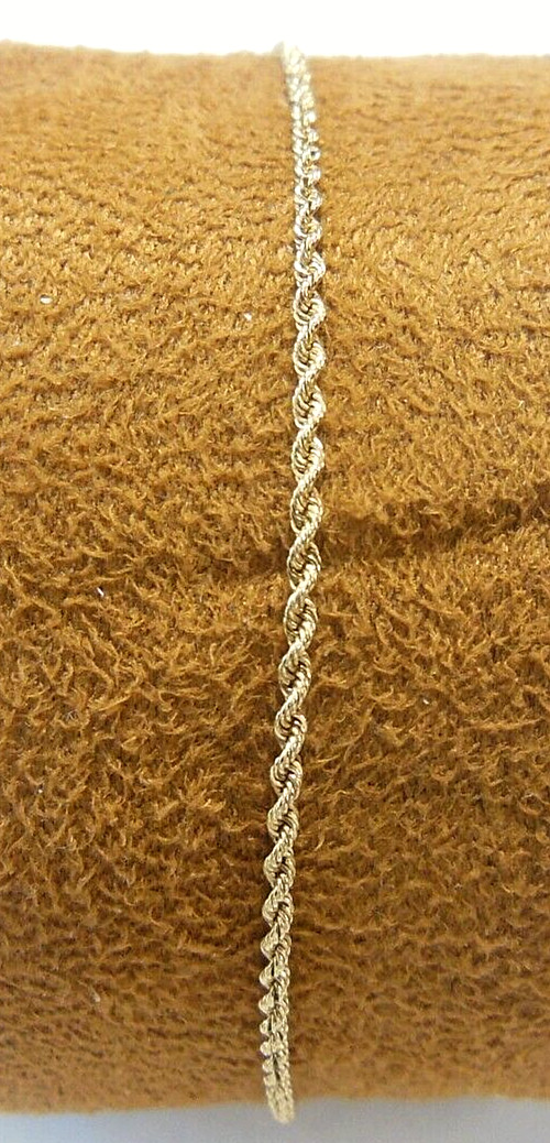 Solid 14K Solid Yellow Gold Woven Rope Bracelet 7" - image 5