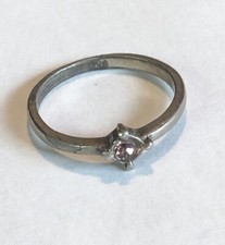 STERLING SILVER PLATED W/ PINK STONE RING sz 7