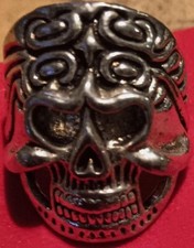 Bague Tête de mort, Argentée - Acier-Biker, Rock, Hard Rock, Gothique, Punk-