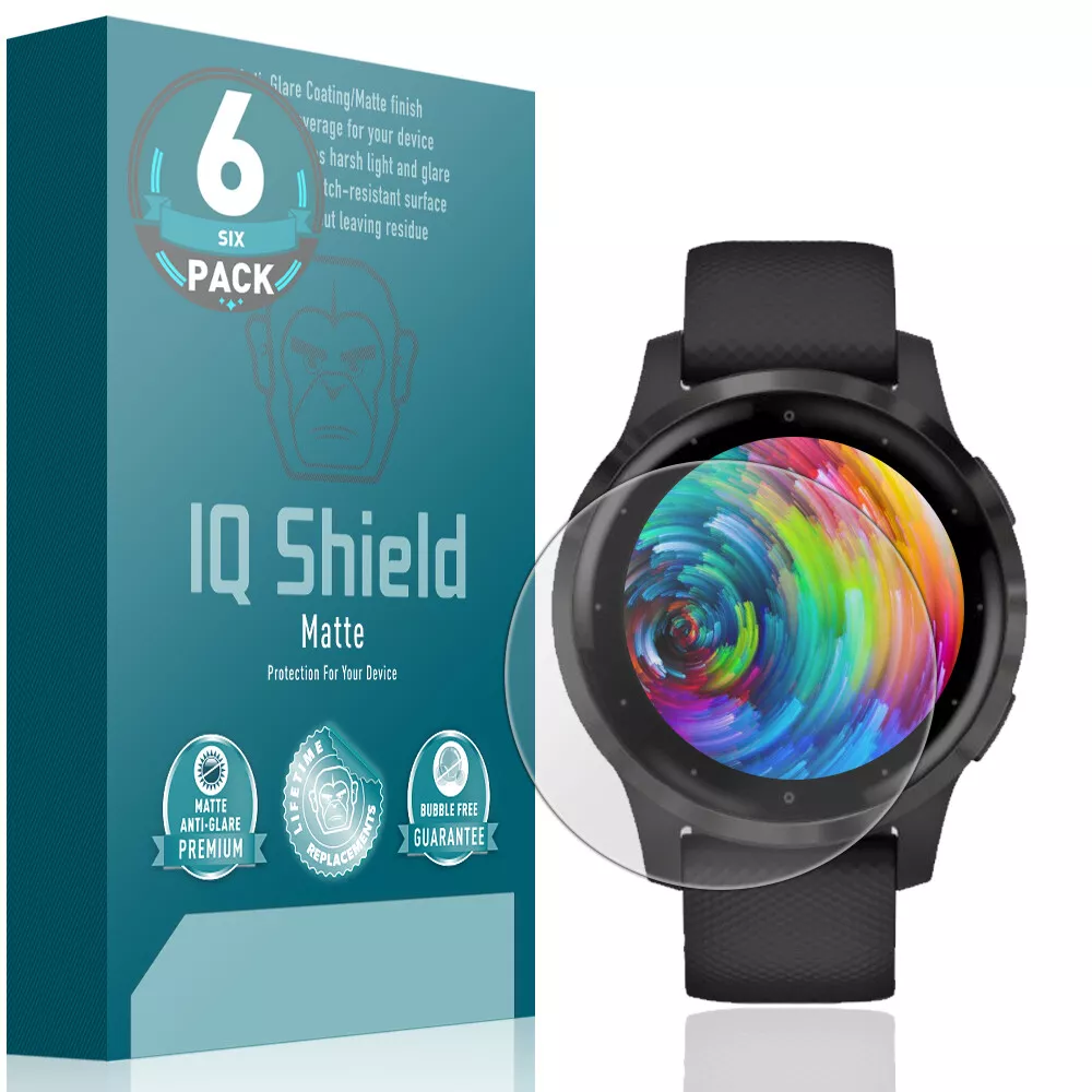 6x IQ Shield Anti Glare Screen Protector for Garmin Vivoactive 4s