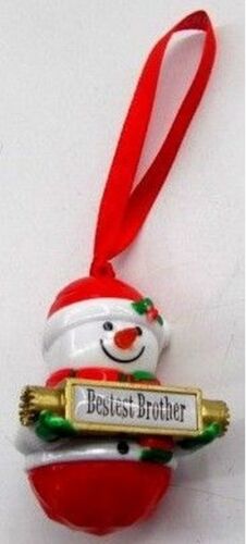 25080 BESTEST BROTHER NAME SNOWMAN MAN LIGHT UP CHRISTMAS TREE DECORATION  - Picture 1 of 2