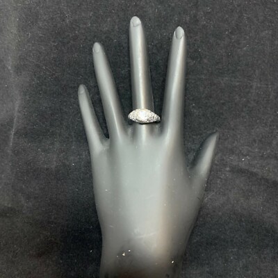 Vintage Silver Tone Clear Rhinestone Solitaire Ring Sz 6 1/2 (R186)