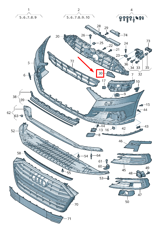 NOUVEAU COUVERCLE DE PLAQUE CENTRALE DU PANNEAU AVANT AUDI A8 4N 4N0807587