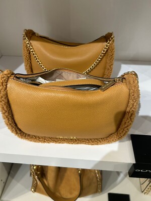 MICHAEL KORS CARMELA  MEDIUM LEATHER CHAIN CROSSBODY SHEARLING VARIATION