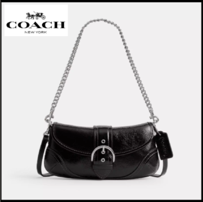 COACH CAN43 Soho Bag 25 In Signature Jacquard Black Silver Outlet
