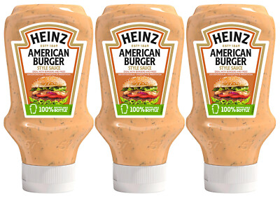 3 HEINZ American Style Burger Sauce Bottles 400ml 13.5fl. oz
