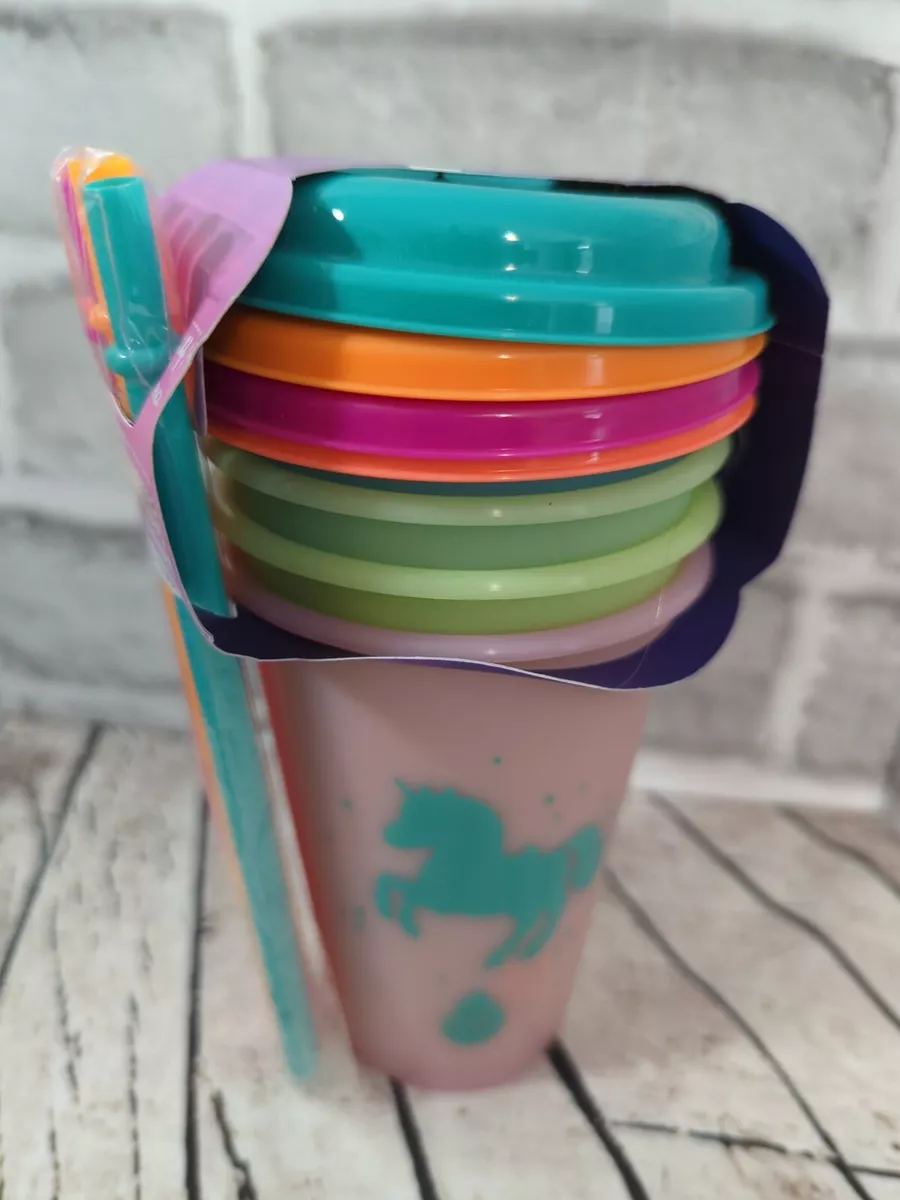 Tal 4 kids color changing plastic cups straw tumblers lids unicorn