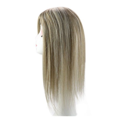 Hair Pieces Human Hair Machine Remy Hair Straight Blonde 12*6cm Clip in Toupee