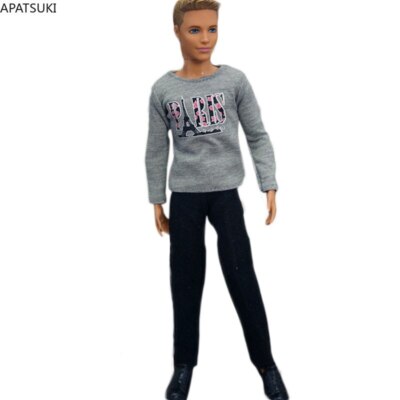 Grau Paris Handtuch 1/6 Puppe Kleidung für Ken Junge Puppe Outfits T-Shirt Hose