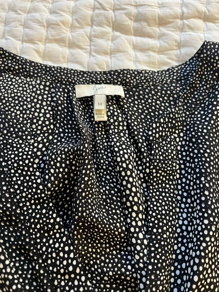 Blusa Joie Silk Racer Back Azul Marino Lunares 100% Seda Talla M Foto 3 de 4
