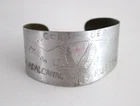 Vintage WW2 US Army Military Trench Art Engraved Decorated Metal Bracelet WWII