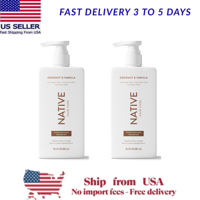 Native Coconut & Vanilla Moisturizing Vegan Shampoo, Clean,16.5 fl oz 2 packs
