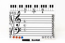 Kits Grand Staff Dry Erase Magnetic Music Theory Board with 35 Note Magnets a...