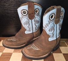 Craigs Boots Western Cowboy Style Kids Size 7 Square Toe Light Blue and Suede