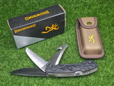 Browning Primal Kodiak 3.75'' 3-Blade Knife, Drop Point/Bonesaw/Guthook #3220430B
