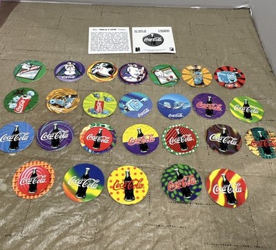 VTG 1995 Coca-cola POGS Milk cap Game Collection 25 / 40 Collect-a-card Set