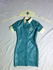 Latex nurse dress, Krankenschwester kleid incl head cap, Westward bound, size 12