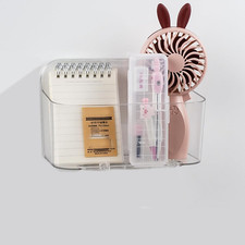 Clear Small Adhesive Wall Mount Organizer Box Acrylic Shelf No-Drill Self-Adhesi