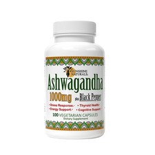 Sunshine Naturals Ashwagandha Black Pepper Dietary Supplement. 1000mg. 100Caps