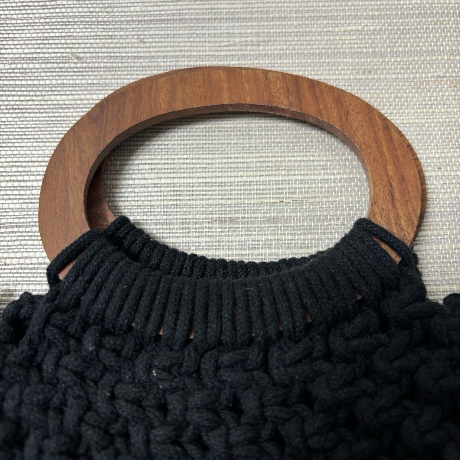 Danielle Nicole Macrame Crochet Boho Black Bag w/… - image 4