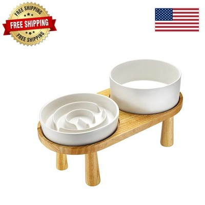 Stylish White Ceramic Dog Bowl Set for Healthy Feeding - Ideal for Medium Dogs