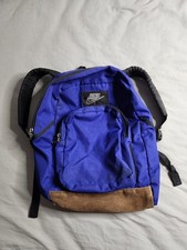 Vintage 90s Nike Backpack Royal Blue Suede Leather Lightweight Padded Sports