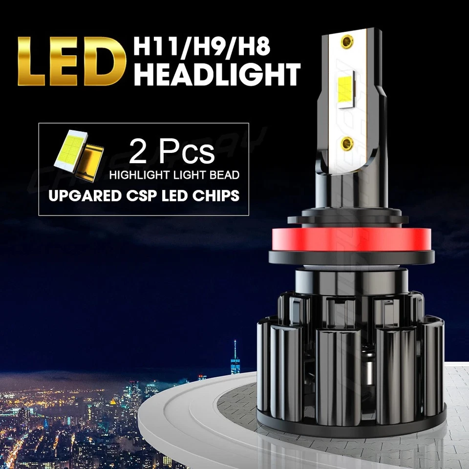 H9 H11 LED Headlight High Low Beam Bulbs Bright White For Pontiac G6 2005-2010 - Изображение 3 из 4