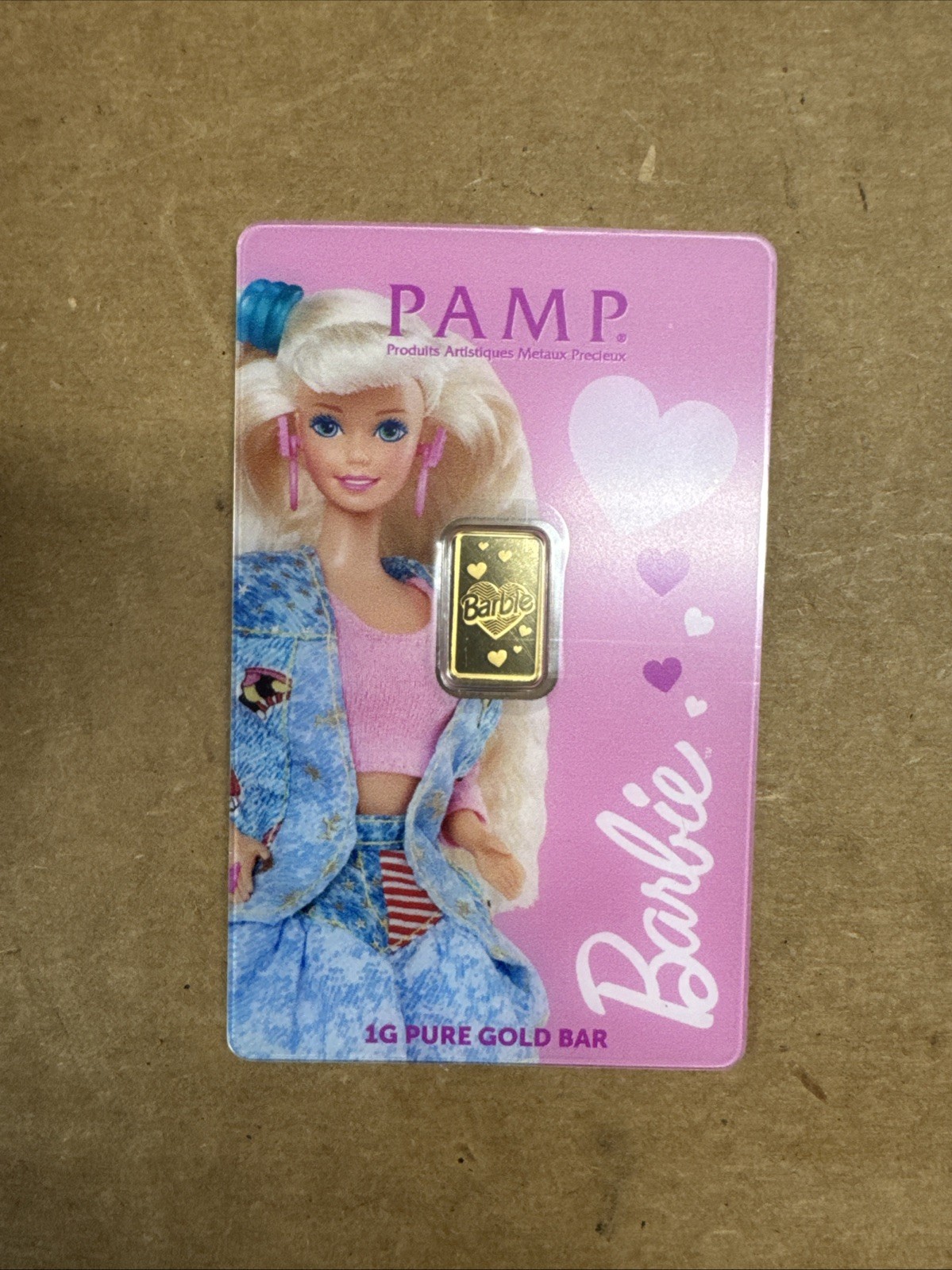 PAMP Suisse Barbie Valentines Love 1 gram Gold Bar In Assay Card Mintage 7500