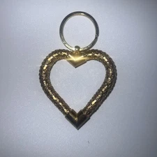 Retro GOLD Snake Lumured Sequin Metal Heart Key Chain