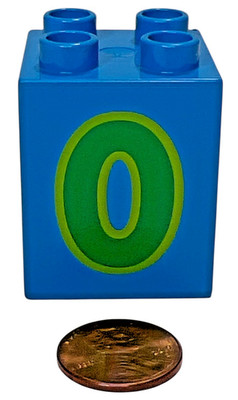 Lego Duplo NUMBER #0 Train Replacement 2 x 2 BLOCK Building Brick ZERO Blue