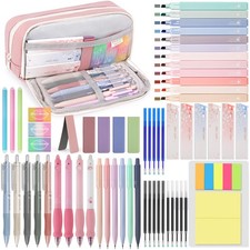 DazSpirit 61 PCS Aesthetic Stationery Supplies with Pencil Case (Pink)