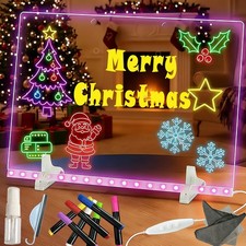 13.8x10 Inch LED Message Board Glowing Acrylic Dry Erase Board with Stand 7