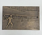 ANTIQUE JEU DE PAUME MEDALLION L COUDRAY FRENCH BRONZE PLAQUE REAL TENNIS