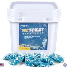 RV Toilet Treatment Pods, 50 Pack Septic Deodorizer for Black & Grey Tanks