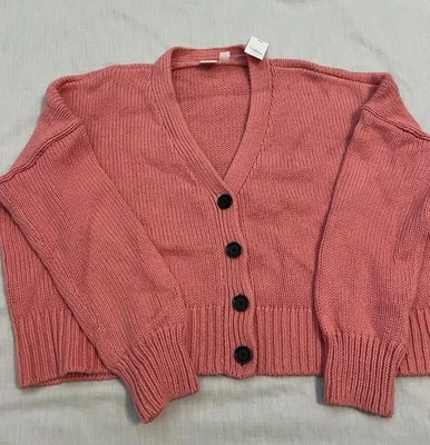 GAP KIDS girls XL 12 potpourri pink boxy cotton blend cardigan sweater NWT - Image 1 of 3