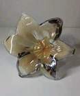 Murano Style Hand Blown Art Glass Flower Spiral Stem Six Petals