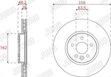2x JURID Disque de frein Avant pour JAGUAR XE (X760) 316mm 563304JC